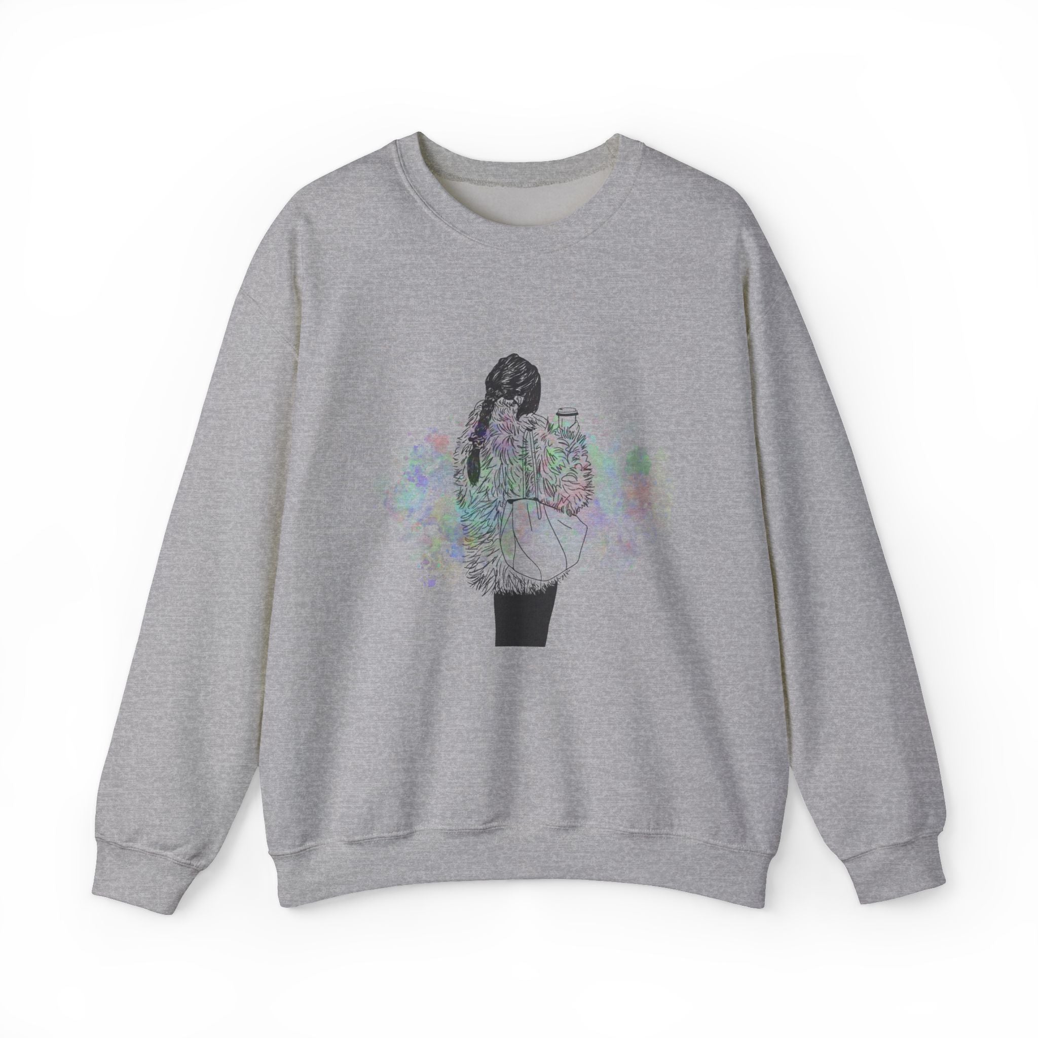 Colorful Latte Crewneck Sweatshirt Girl Illustration