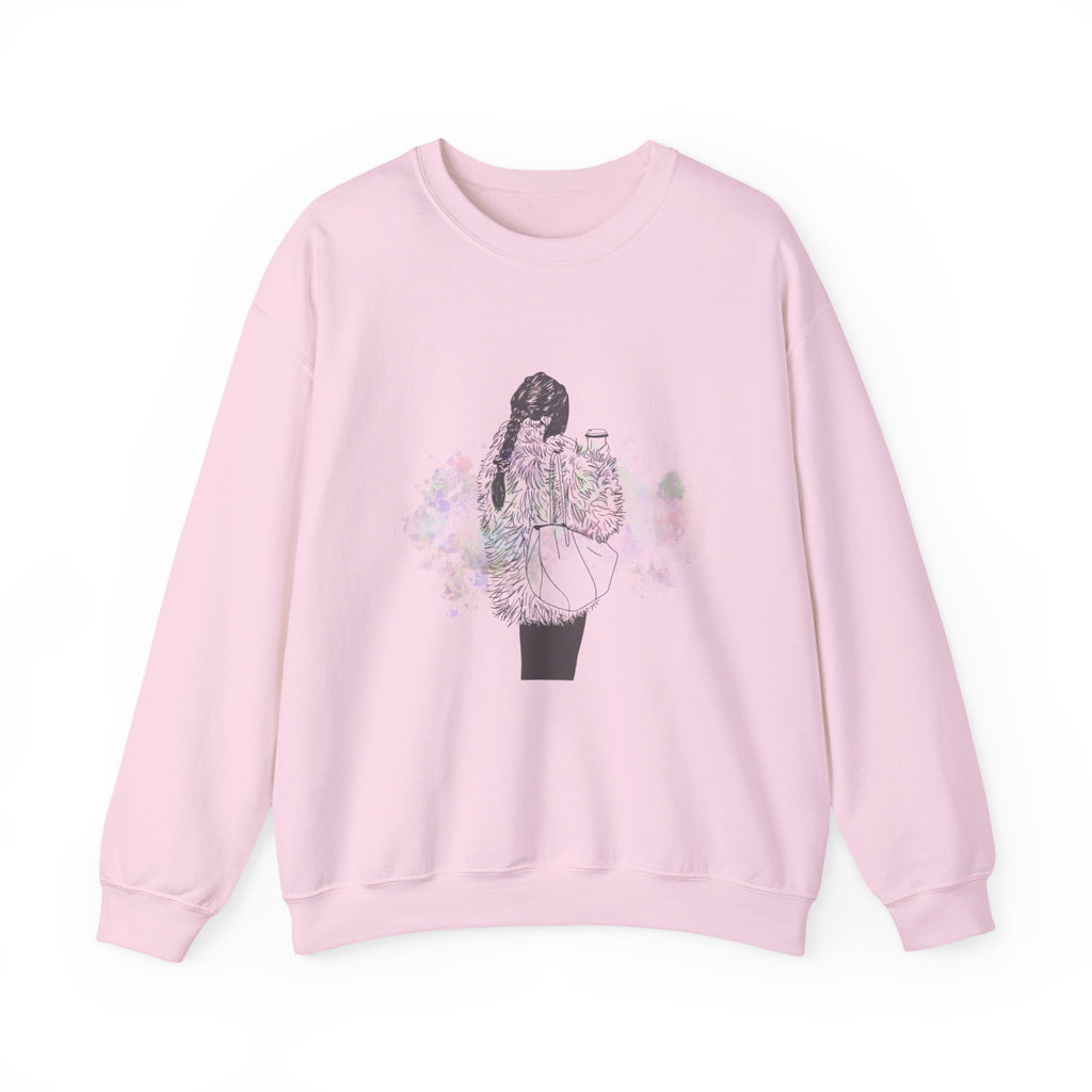 Colorful Latte Crewneck Sweatshirt Girl Illustration
