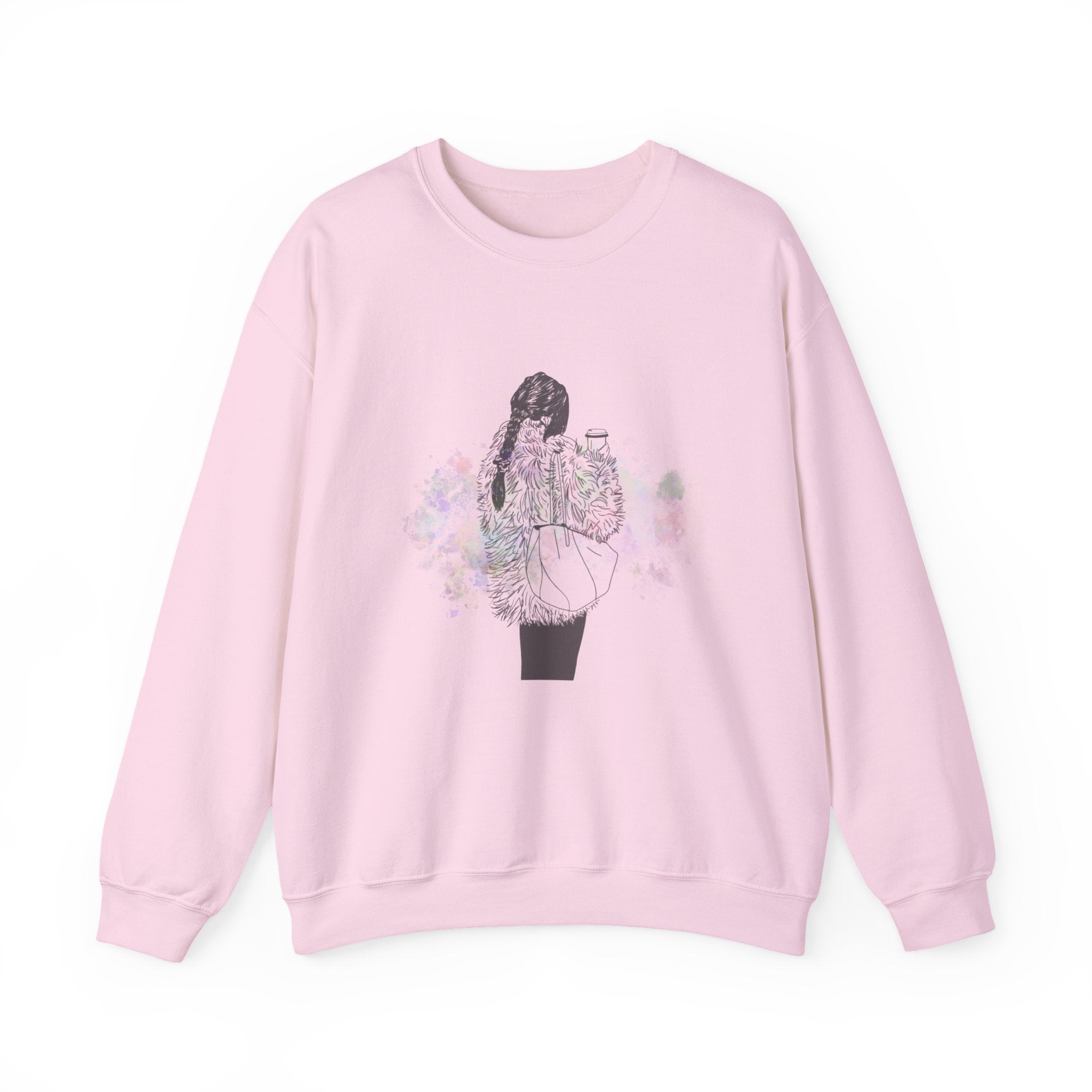 Colorful Latte Crewneck Sweatshirt Girl Illustration