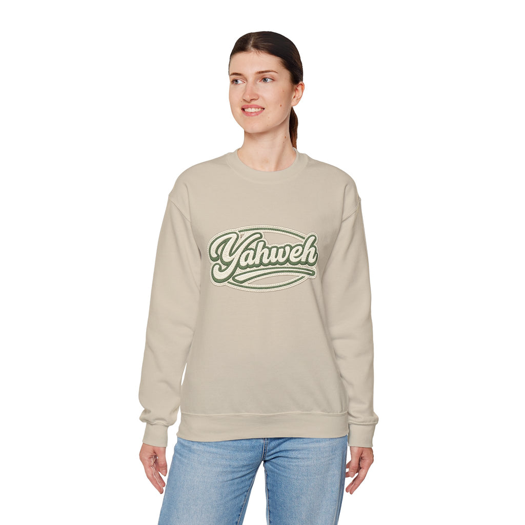 Yahweh Script Crewneck Sweatshirt — Vintage Script Religious Pullover