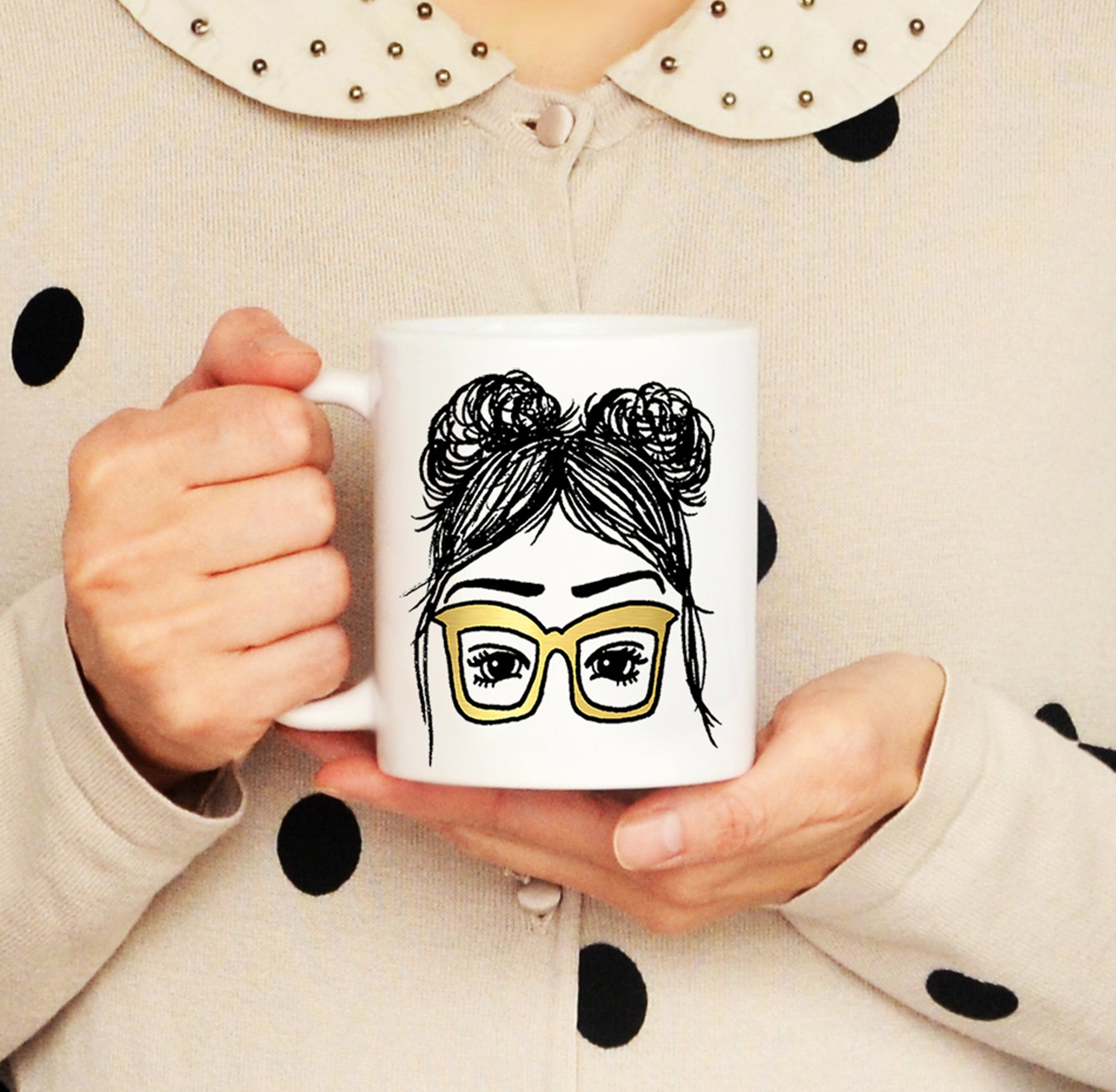 Larissa - Girls in Glasses Illustration Coffee Mug (11oz & 15oz)