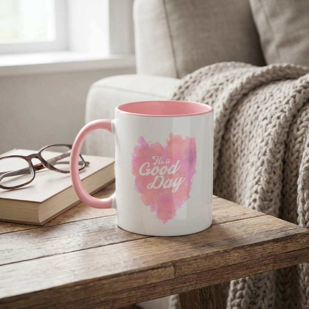 Good Day Pink Accent Coffee Mug (11/15oz)