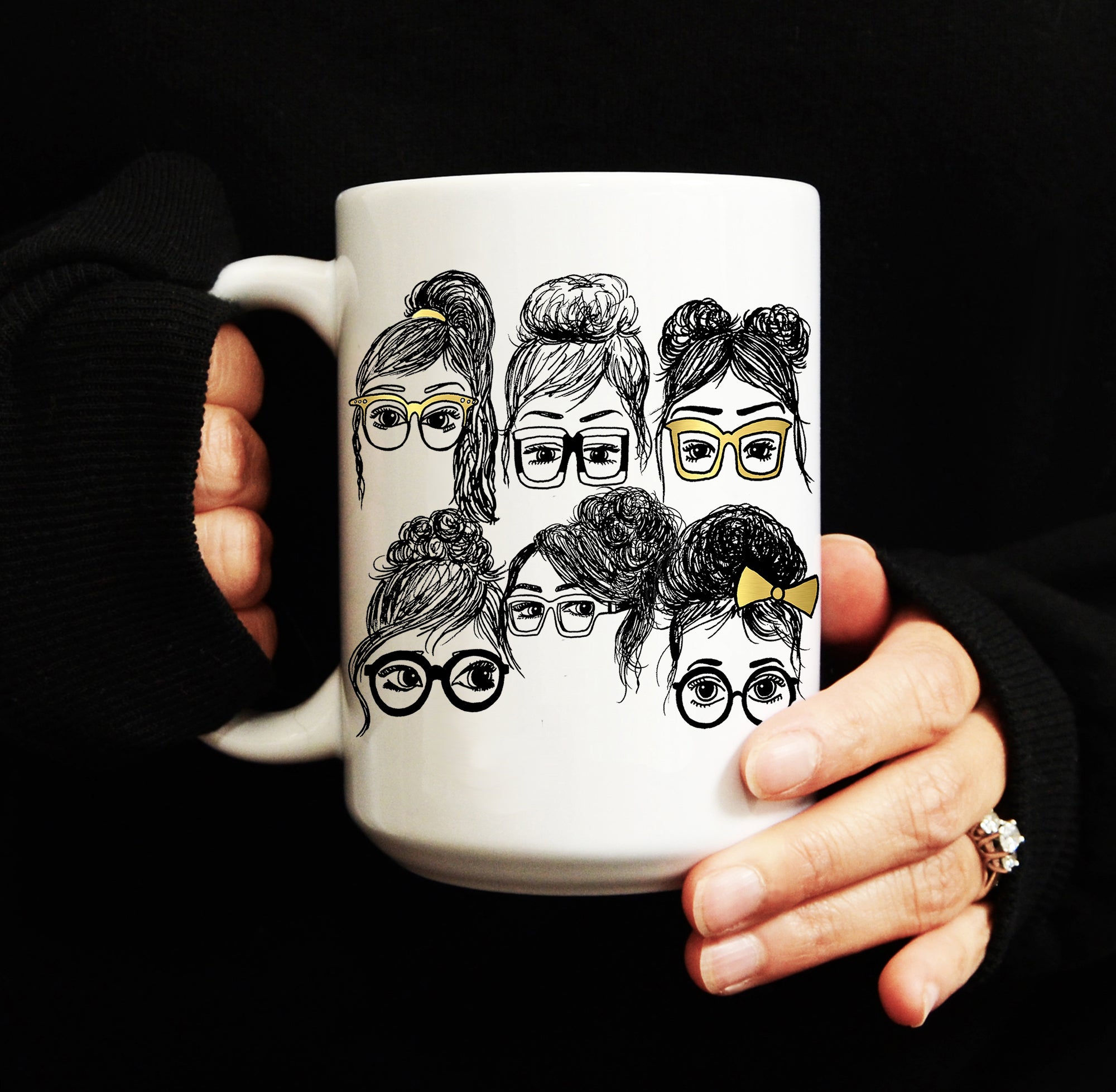 Girls in Glasses Collage Coffee Mug (11oz/15oz)