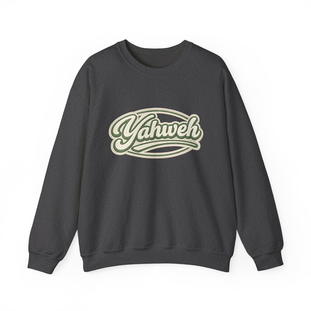 Yahweh Script Crewneck Sweatshirt — Vintage Script Religious Pullover
