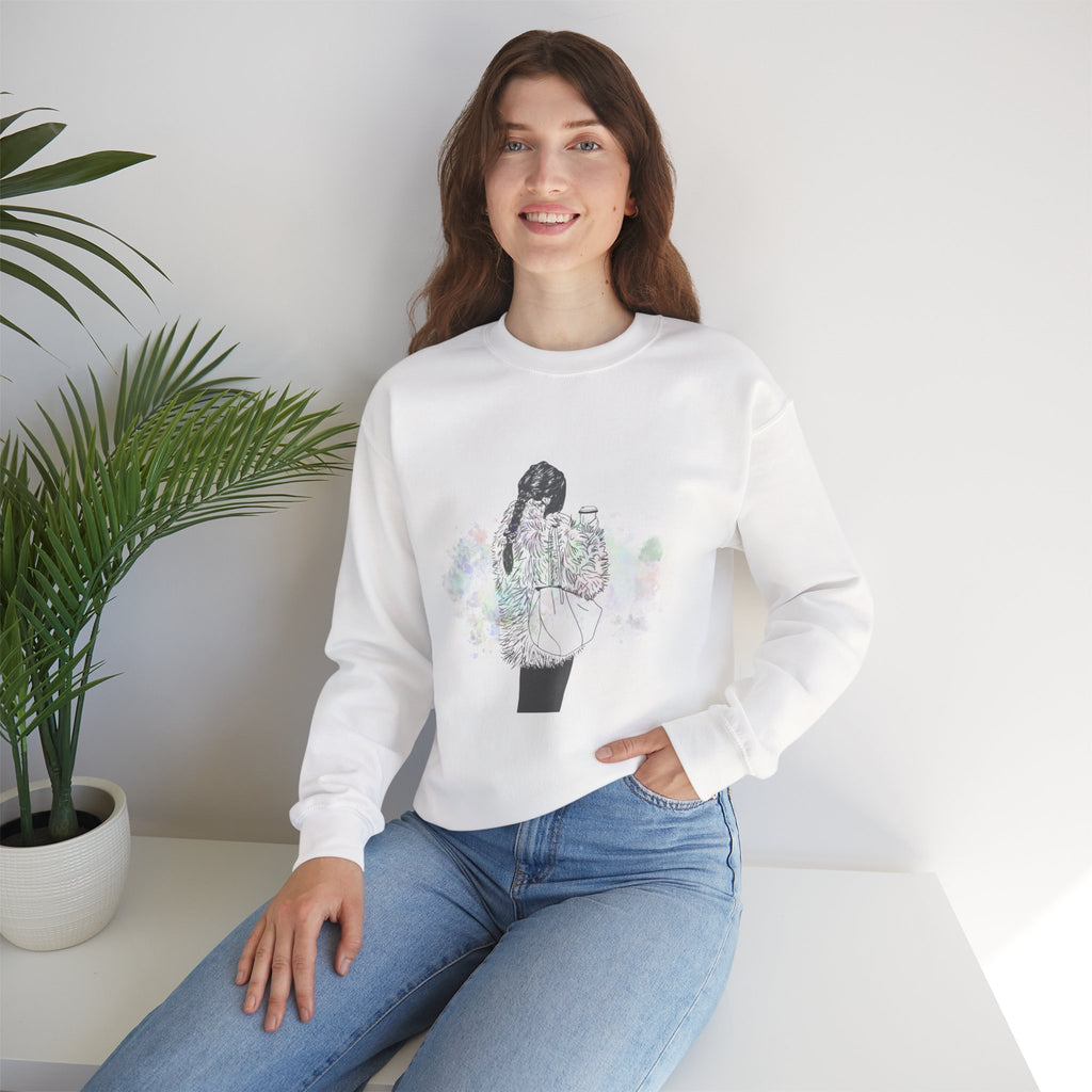 Colorful Latte Crewneck Sweatshirt Girl Illustration