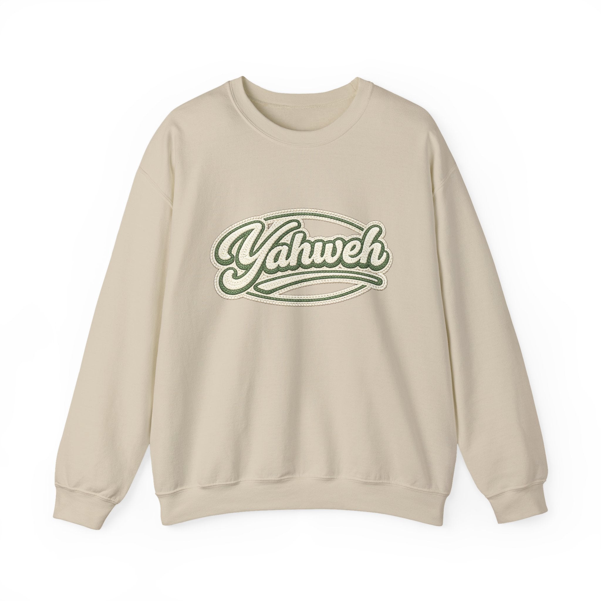 Yahweh Script Crewneck Sweatshirt — Vintage Script Religious Pullover