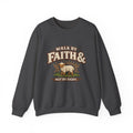 Faith & Lamb Crewneck Sweatshirt — "Walk by Faith, Not by Sight" Christian Pullover