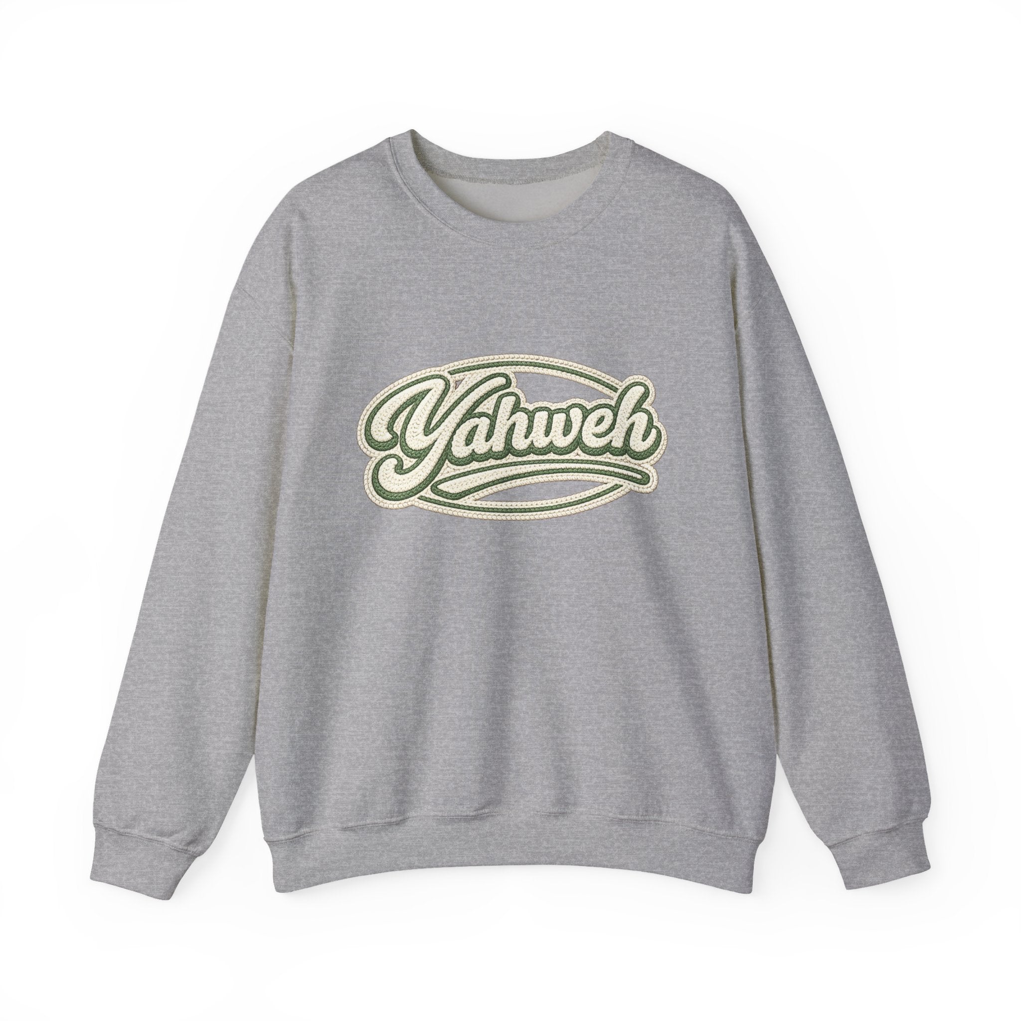 Yahweh Script Crewneck Sweatshirt — Vintage Script Religious Pullover